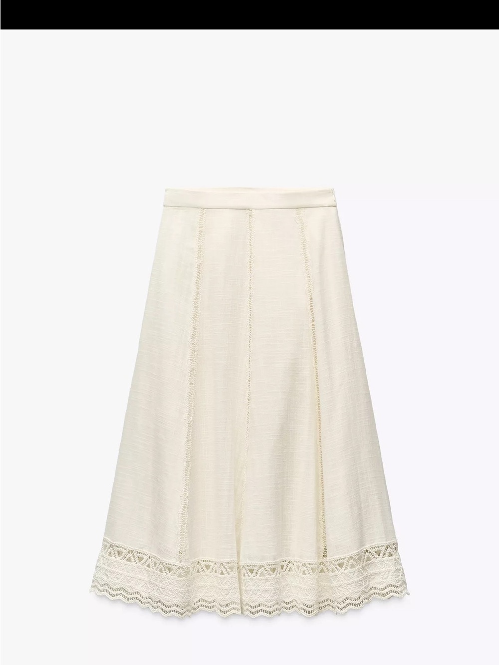 Zara Cream Maxi Skirt with Lace Trim Size is XS